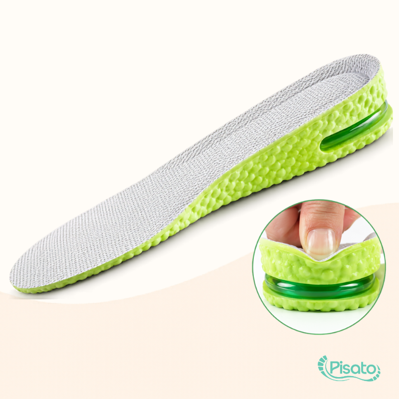 palmilha para aumentar altura, palmilha confortável, palmilha para tênis, palmilha para sapato, palmilha para botas, palmilha para botina, calçado de segurança, palmilha para uso diário, amortecimento, absorção de impacto, conforto para os pés, aliviar dores nos pés, reduzir impacto ao caminhar, alívio do cansaço dos pés, proteção para calcanhares, , fascite plantar, esporão de calcâneo, dores nos pés, trabalhar em pé, profissionais que ficam muitas horas em pé, caminhada, cápsula de ar, aumentar estatura