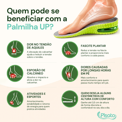 palmilha para aumentar altura, palmilha confortável, palmilha para tênis, palmilha para sapato, palmilha para botas, palmilha para botina, calçado de segurança, palmilha para uso diário, amortecimento, absorção de impacto, conforto para os pés, aliviar dores nos pés, reduzir impacto ao caminhar, alívio do cansaço dos pés, proteção para calcanhares, , fascite plantar, esporão de calcâneo, dores nos pés, trabalhar em pé, profissionais que ficam muitas horas em pé, caminhada, tendao de aquiles, aquiles